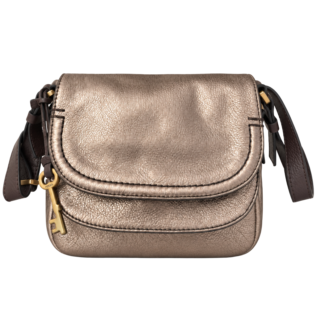 Fossil Peyton Crossbody Bag Gold Metallic Leather 1