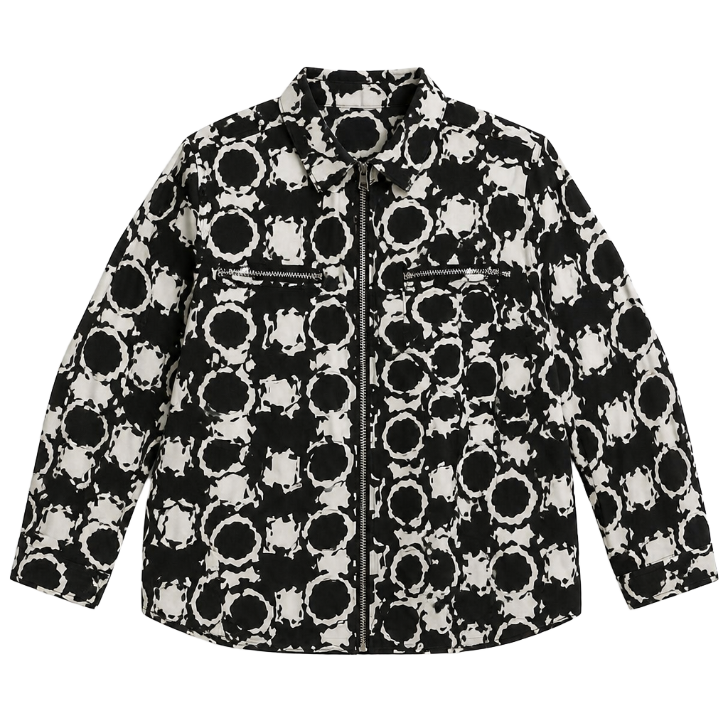 Zenergy by Chico's Black and White Abstract Print Zip Front Jacket Size 1
B172JC 1