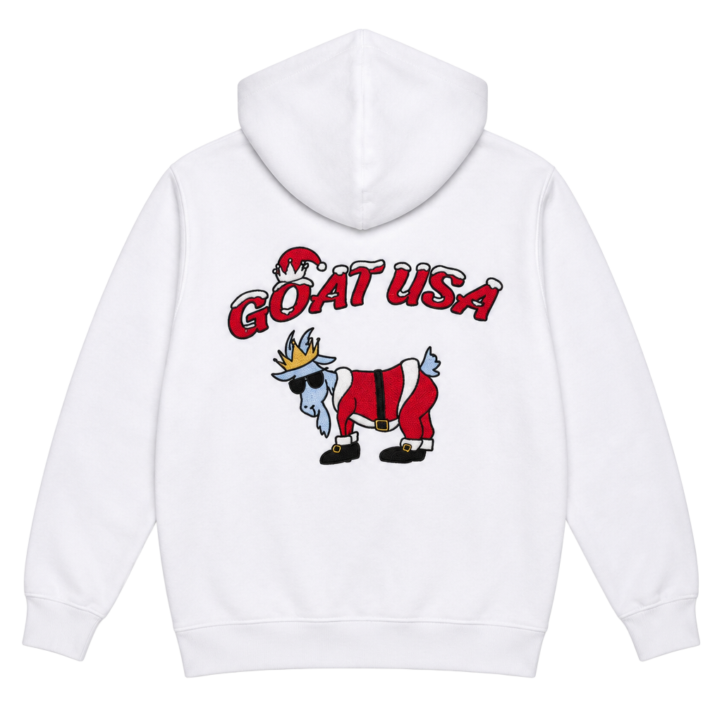 Goat USA Hoodie White Santa Graphic Pullover XL 1