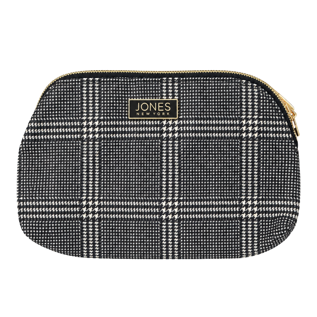 Jones New York Black White Houndstooth Cosmetic Bag 1