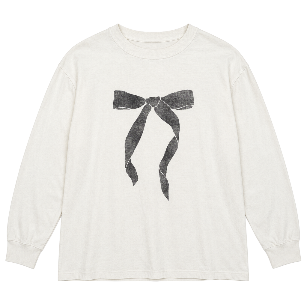 Aerie Long Sleeve Shirt Size M White Bow Graphic 1