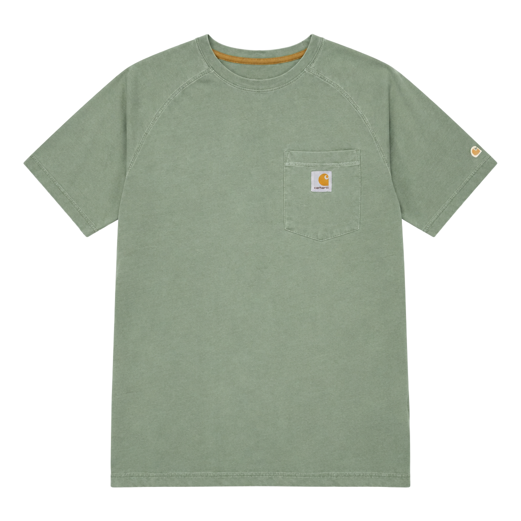 Carhartt Shirt Mens Olive Green Short Sleeve Logo Pocket Tee Workwear 1