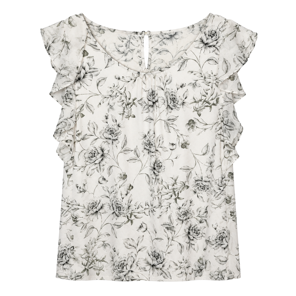 Calvin Klein Blouse Size L White Floral Top 1