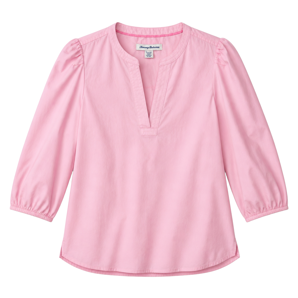 Tommy Bahama Oceana Puff S/S Top Size XS Pink Blouse 1