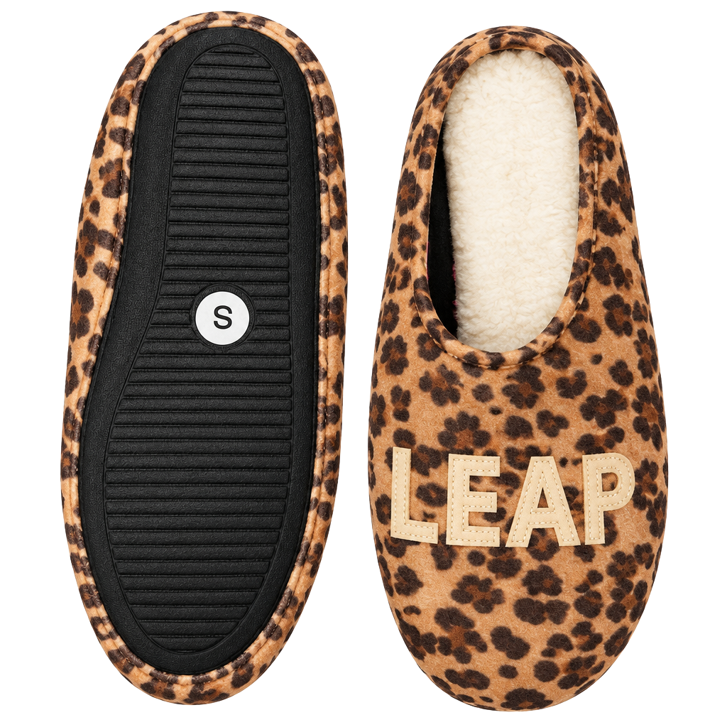 Mama Bear Slippers Size S Leopard Print House Shoes 1