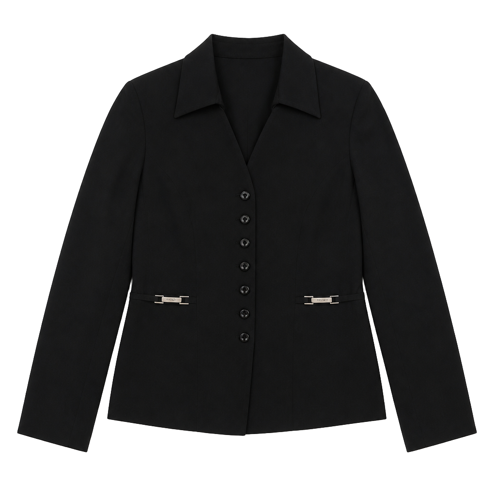 Vertigo Paris Petite Black Blazer with Silver Hardware Detail 1