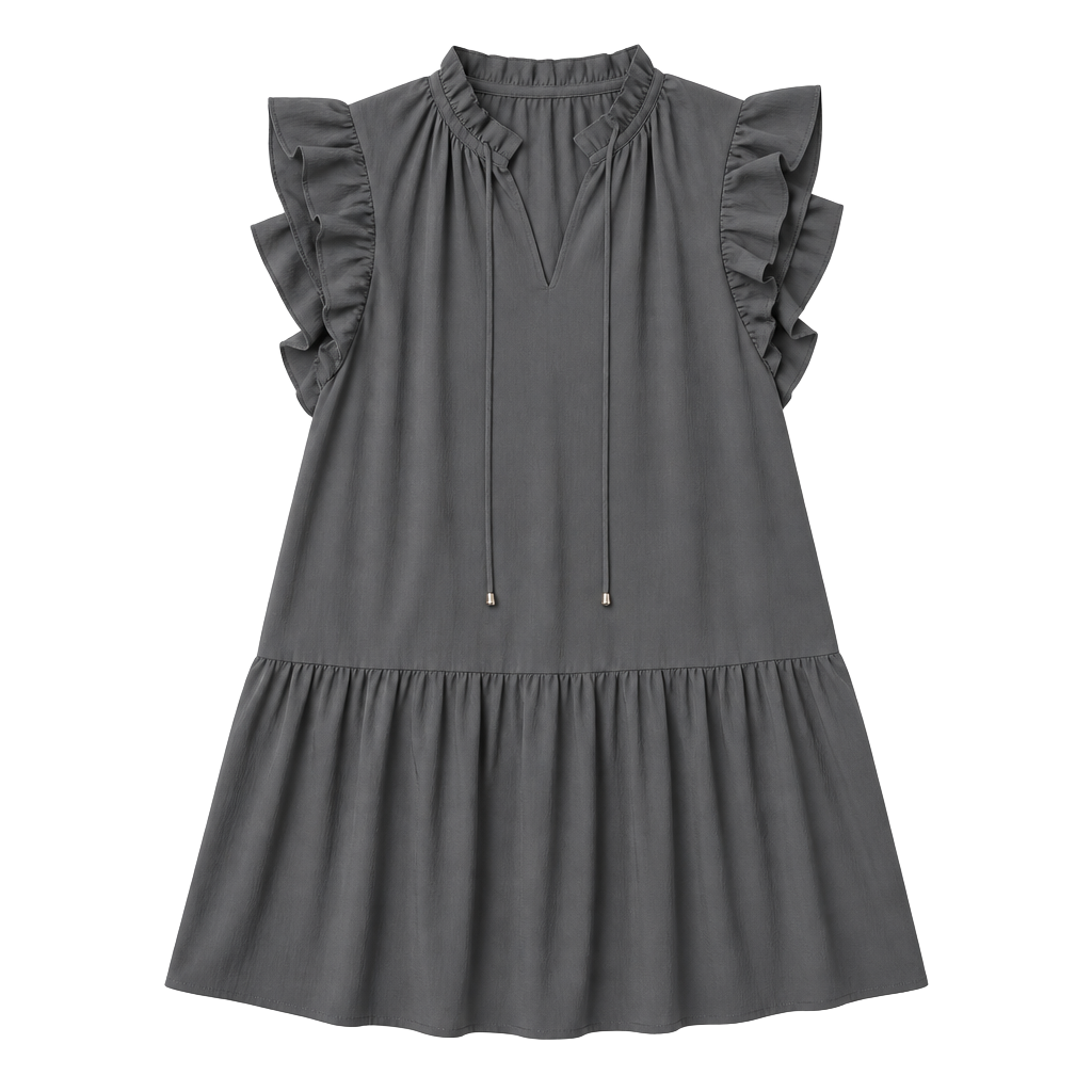 Dokotoo Womens Dresses 2023 V-Neck Drawstring Ruffle Cap Short Sleeve-SIZE S 1