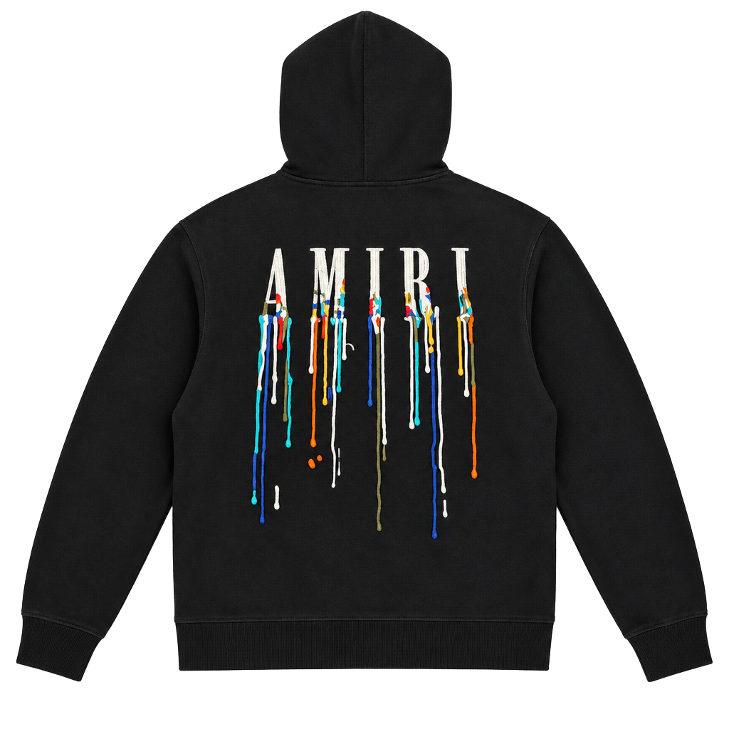 Amiri Paint Drip Logo Hoodie Black 1