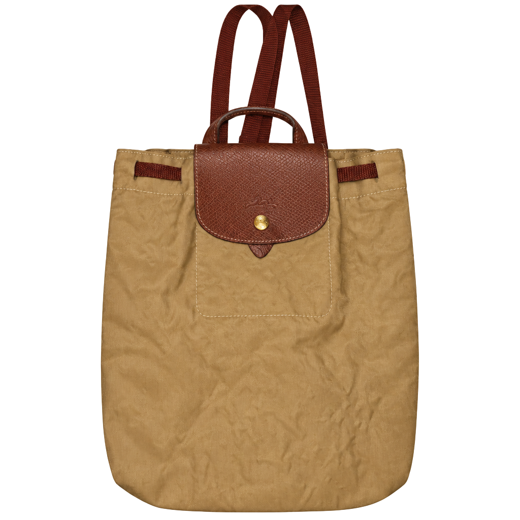 Longchamp Nylon Backpack Brown Leather Trim 1