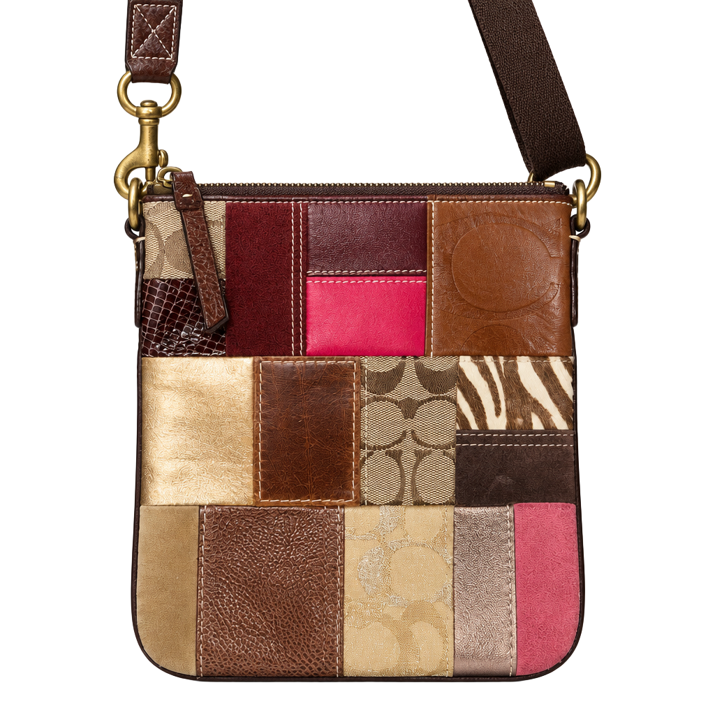 Coach Patchwork Crossbody Bag Multi Color Leather Y2K 1