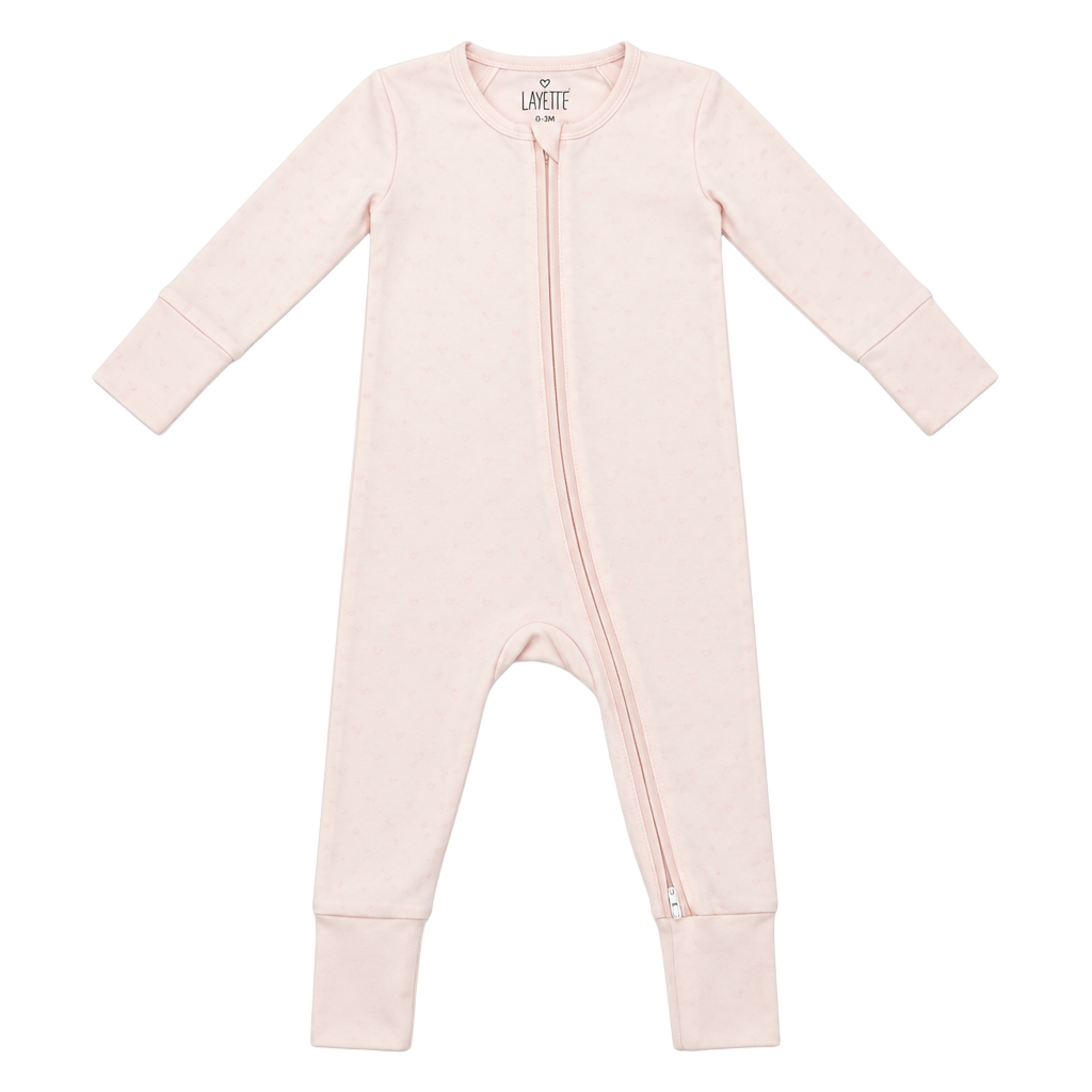 Slain Baby Sleeper Zip Romper Size 6-12M Pink Bamboo Spandex 1