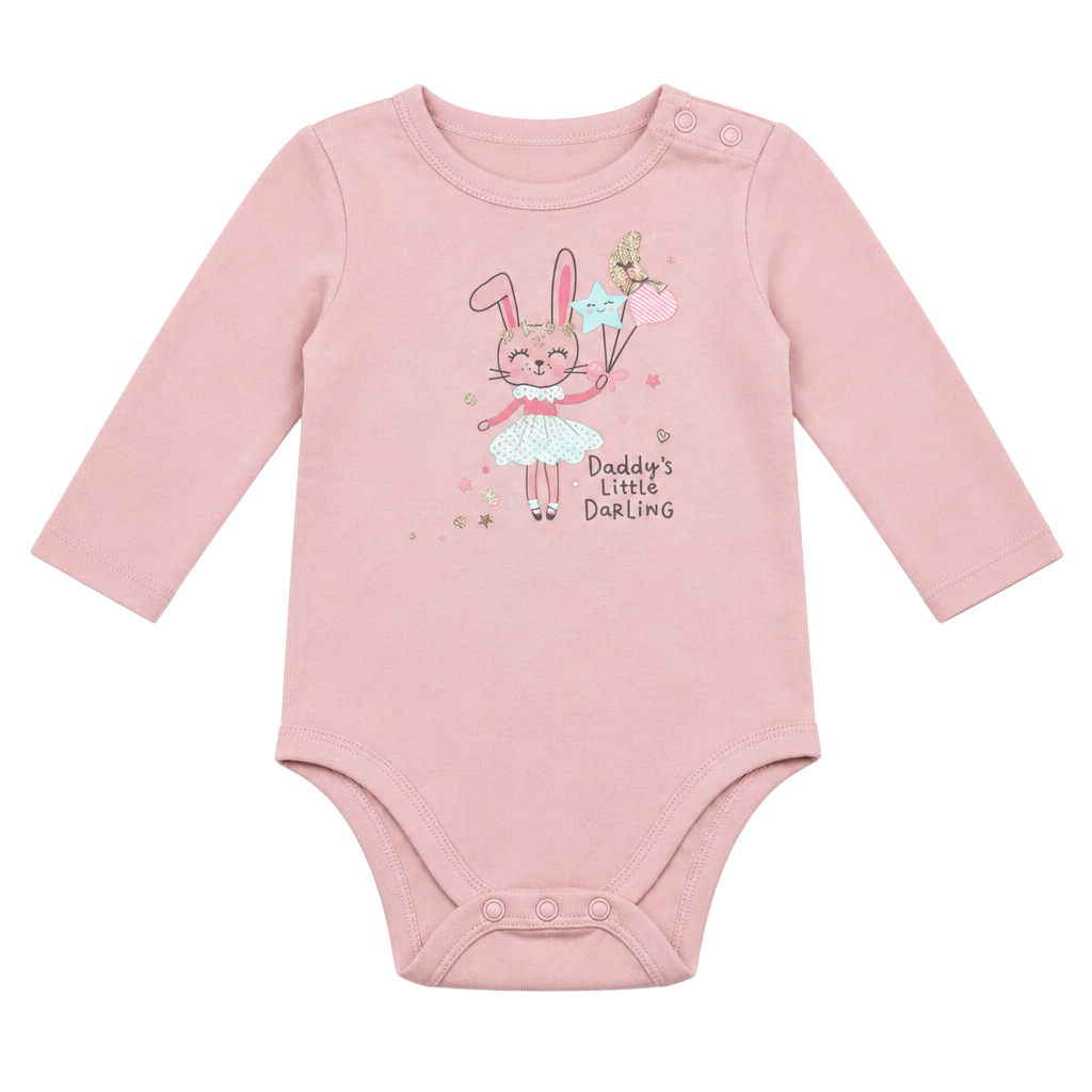 Garanimals Daddy's Little Darling Baby Bodysuit Size 6-9M Pink Bunny 1