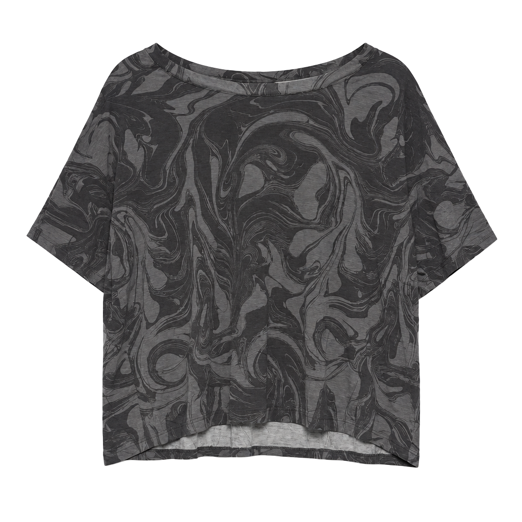 Yam & Sea T-Shirt Size XL Grey Marbled Short Sleeve Scoop Neck Top 1