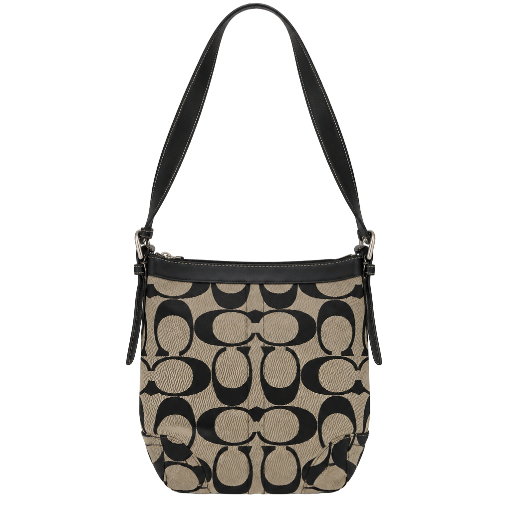 Coach Signature Hampton Black Jacquard Leather Trim Crossbody Bag 1