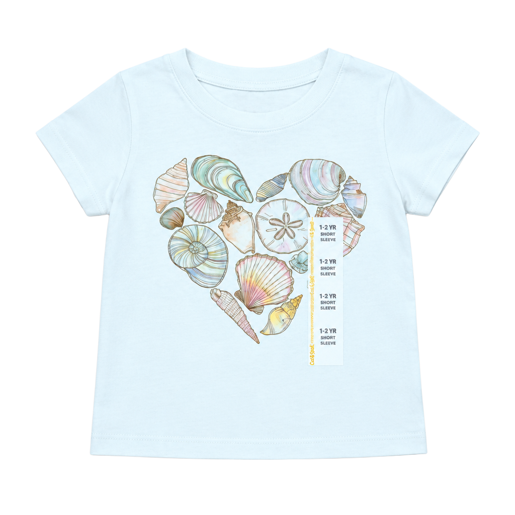 Cat & Jack Seashell Heart Graphic T-Shirt Size 12M White 1