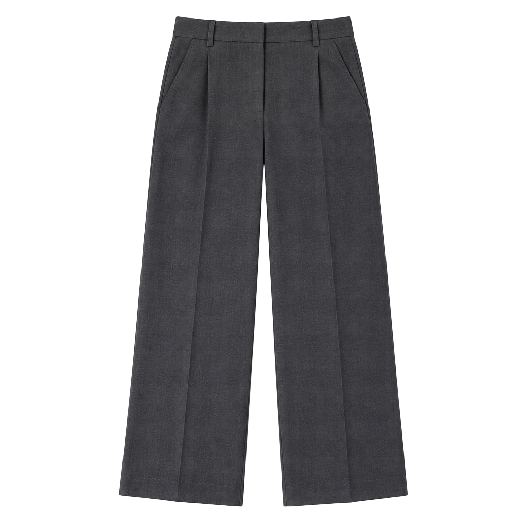 Nice Things High Rise Wide Leg Pants Gray Crepe Trousers, Size 40 1