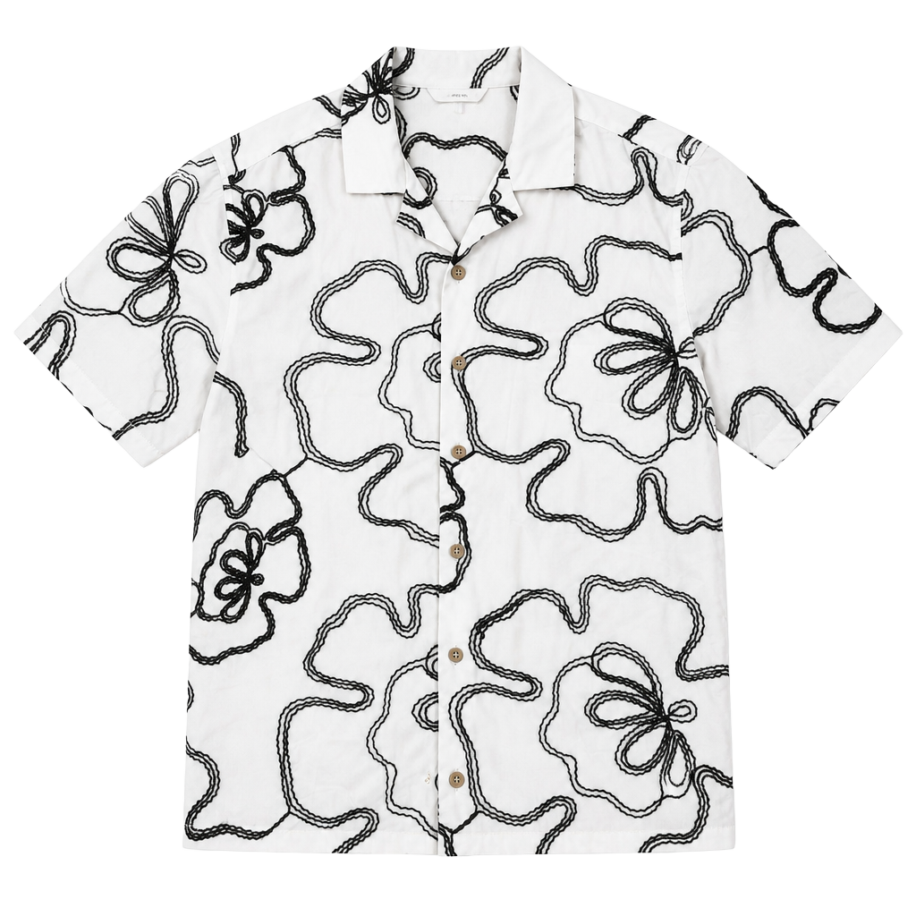 V.I.P. Collection Men's VFEW-04 Floral Embroidered Camp Collar Shirt 1