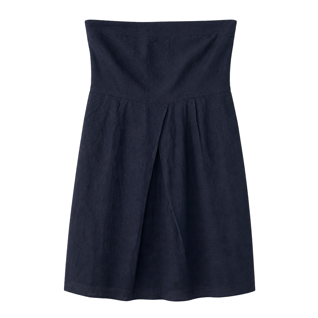 J.Crew Strapless Silk Cotton Blend Navy Blue Dress Size 8 1