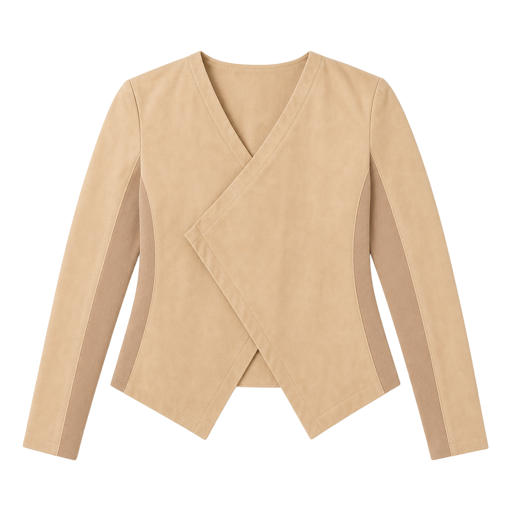 Halogen Women's Beige Leather Wrap Jacket, Size M 1