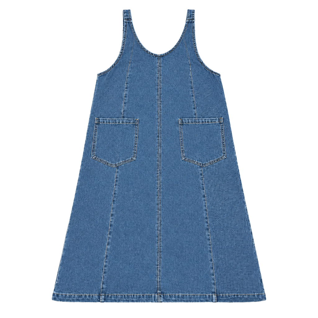 Denim Pinafore Dress Size M Sleeveless Pocket 1
