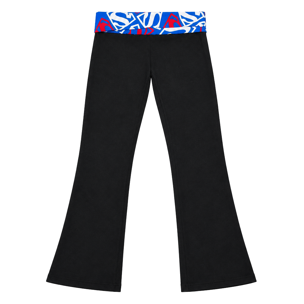 Superman Foldover Yoga Pants Size L Black 1