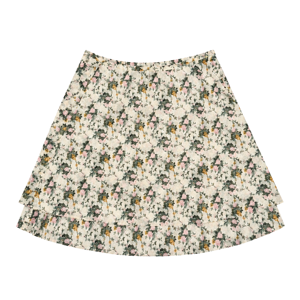 Vintage Express Floral Mini Skirt Size L Ruffle Tiered 1