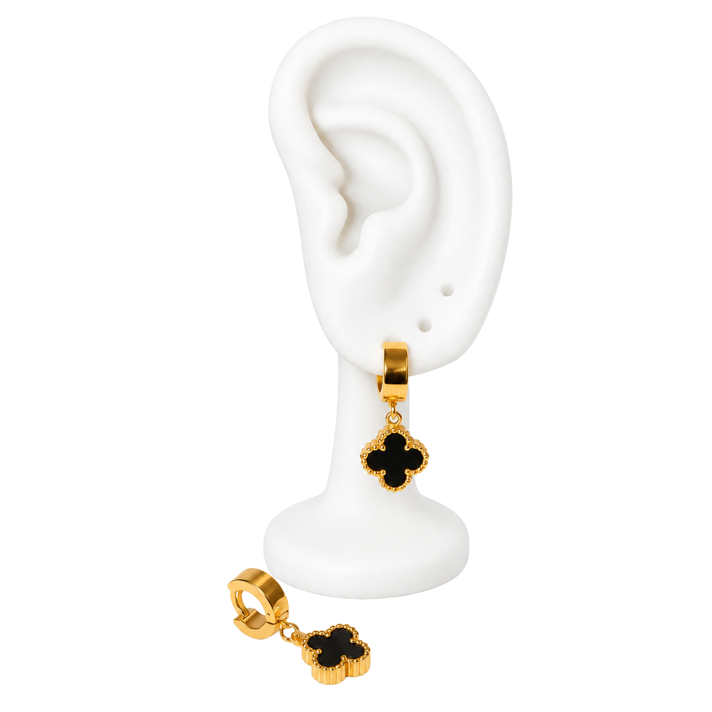 18K Gold Plated Clover Huggie Earrings 1
