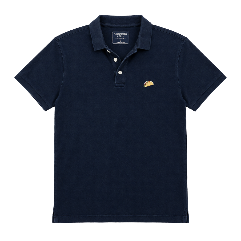 Abercrombie & Fitch Polo Shirt Size M Navy Taco Graphic 1
