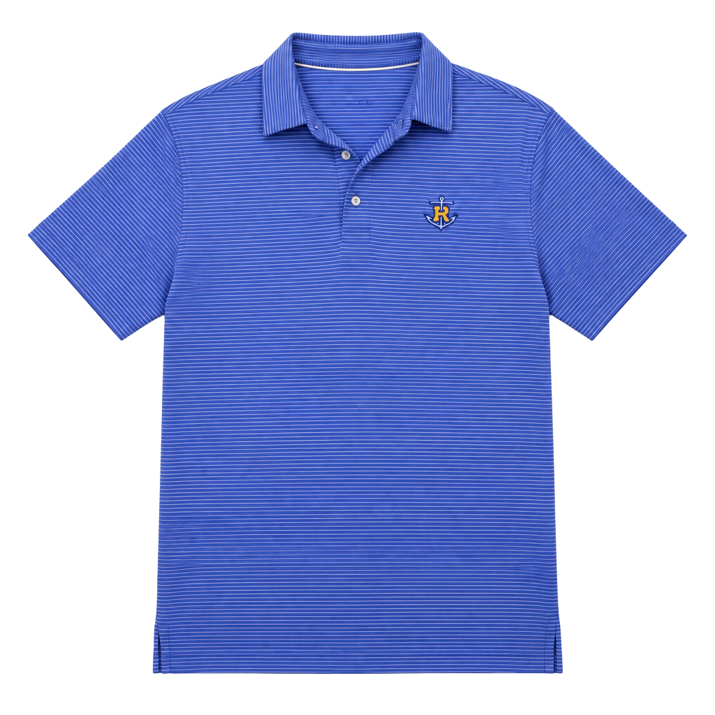 Johnnie-O Polo Shirt Size M Blue Stripe Golf Rollins College Logo 1