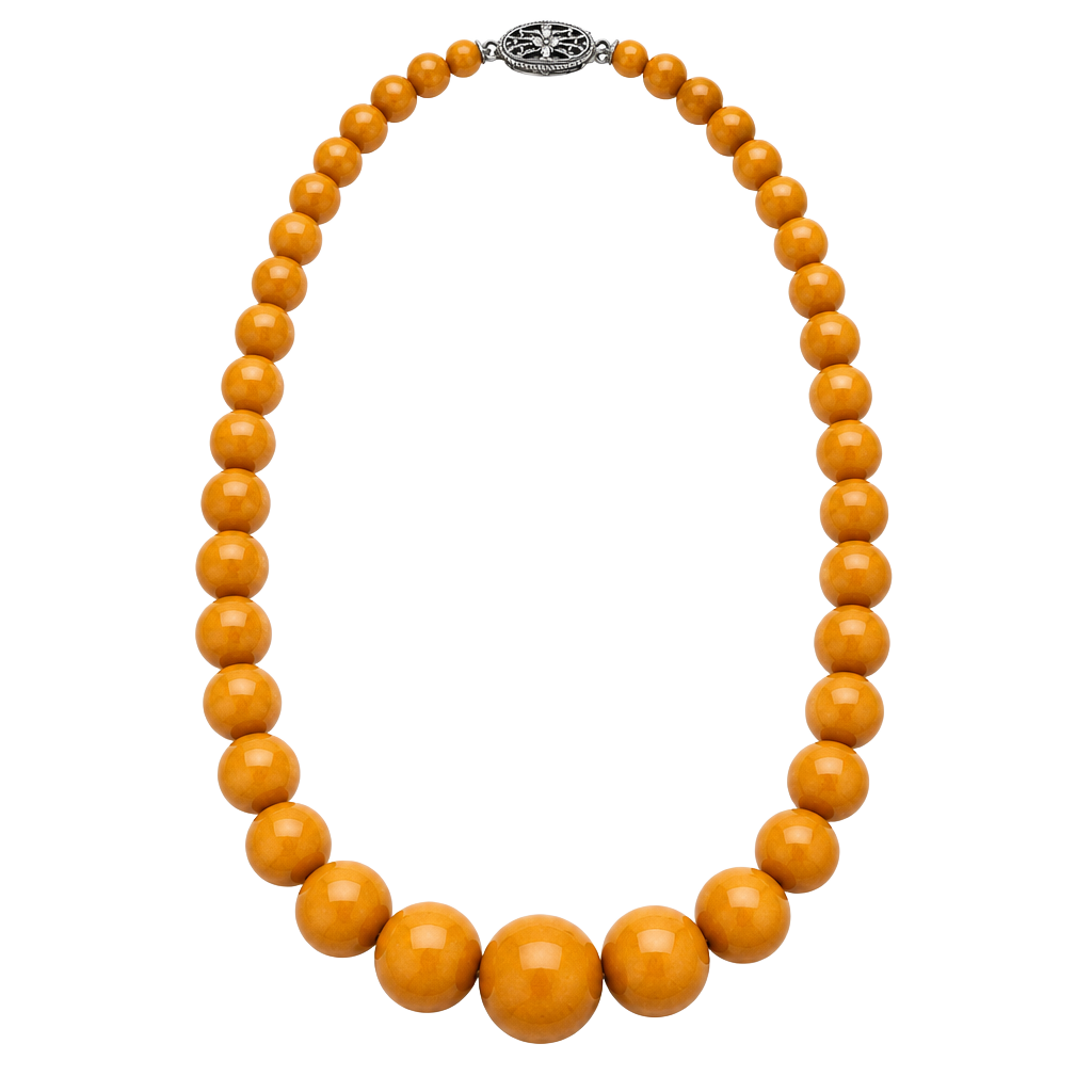 Vintage Butterscotch Graduated Beaded Necklace Sterling Silver Clasp 1