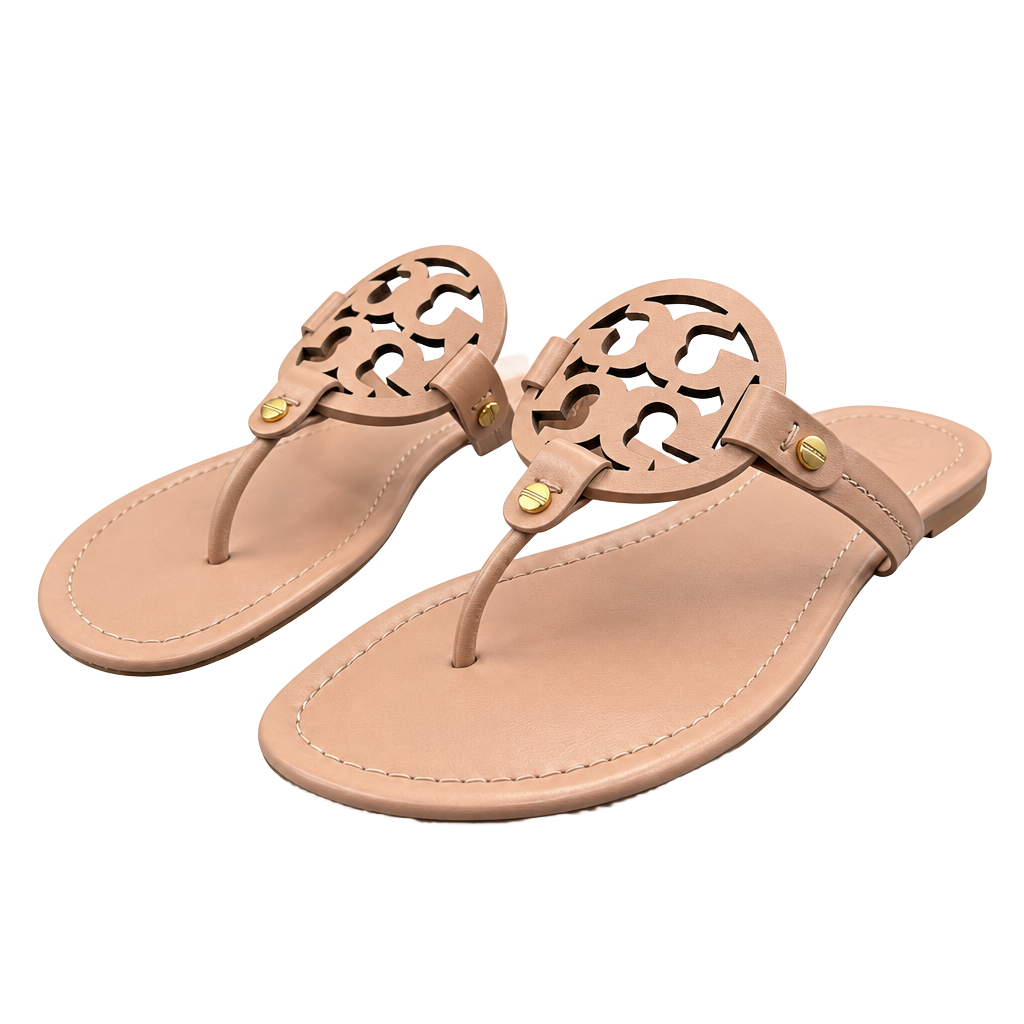 Tory Burch Miller Thong Sandals Beige Leather Sz. 9M 1
