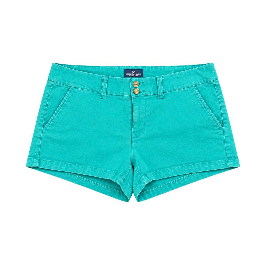 American Eagle Shortie Shorts Size 10 Teal Green Stretch Cotton 1