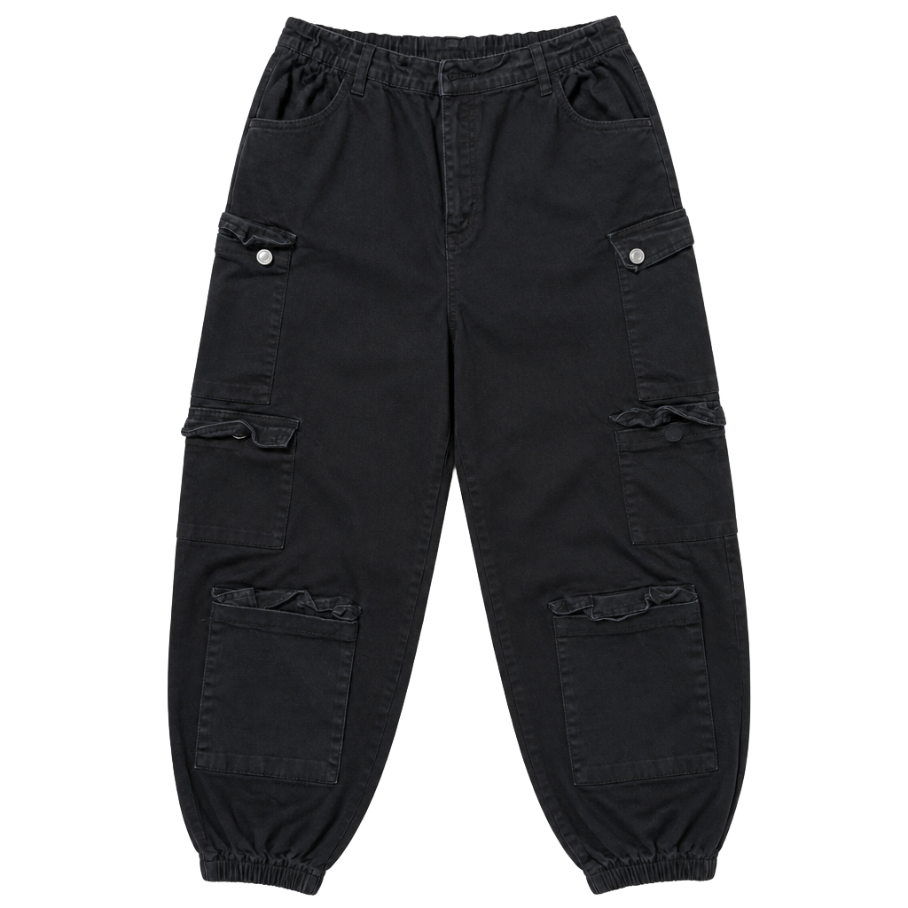 Rue21 Cargo Pants Size 14 Black Multi-Pocket Jogger Utility 1