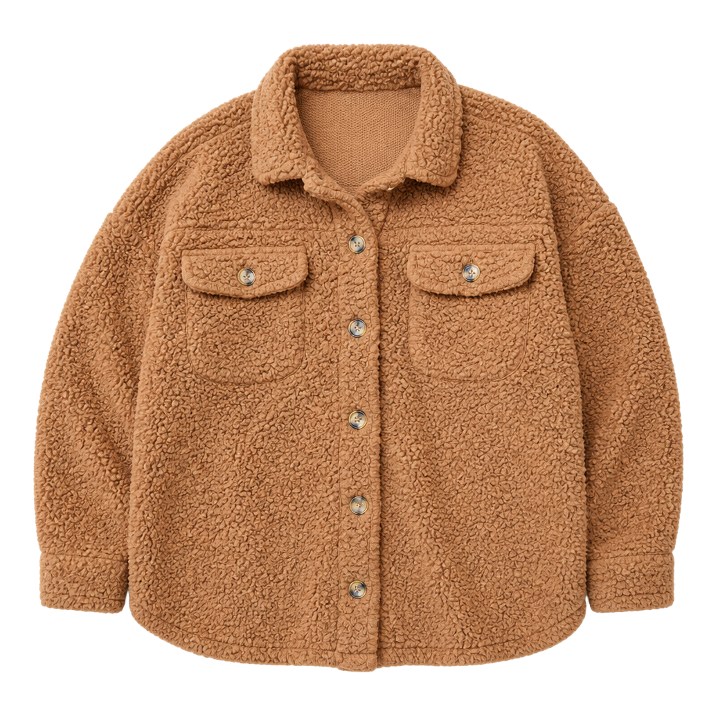 No Boundaries Sherpa Shacket Size XXXL (21) Brown Fleece Button Up 1