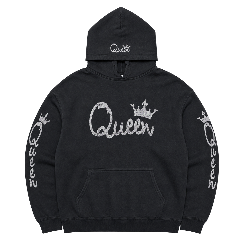 Custom Queen Rhinestone Hoodie Size L Black 09-25-14 1