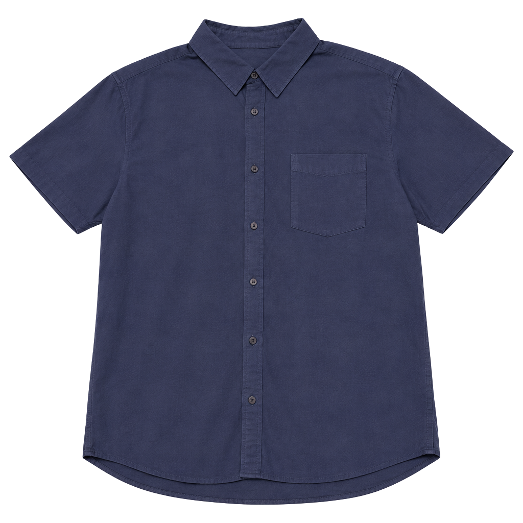 Mutual Weave Short Sleeve Button Up Shirt XXL Blue Textured Cotton 1