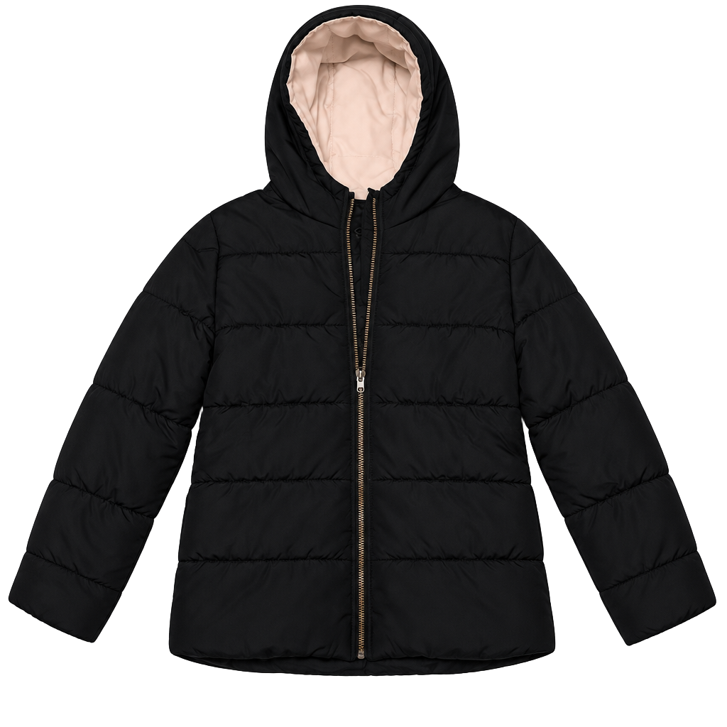 Jessica Simpson Puffer Jacket Size M/10-12 Black Winter Coat 1