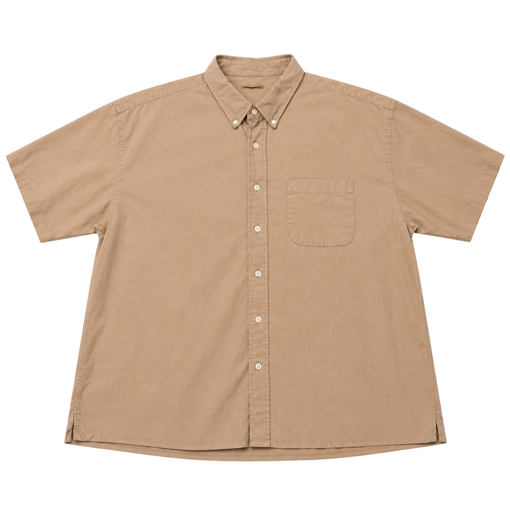 Sun River Clothing Co. Button Up Shirt XL Tan Short Sleeve Cotton 1