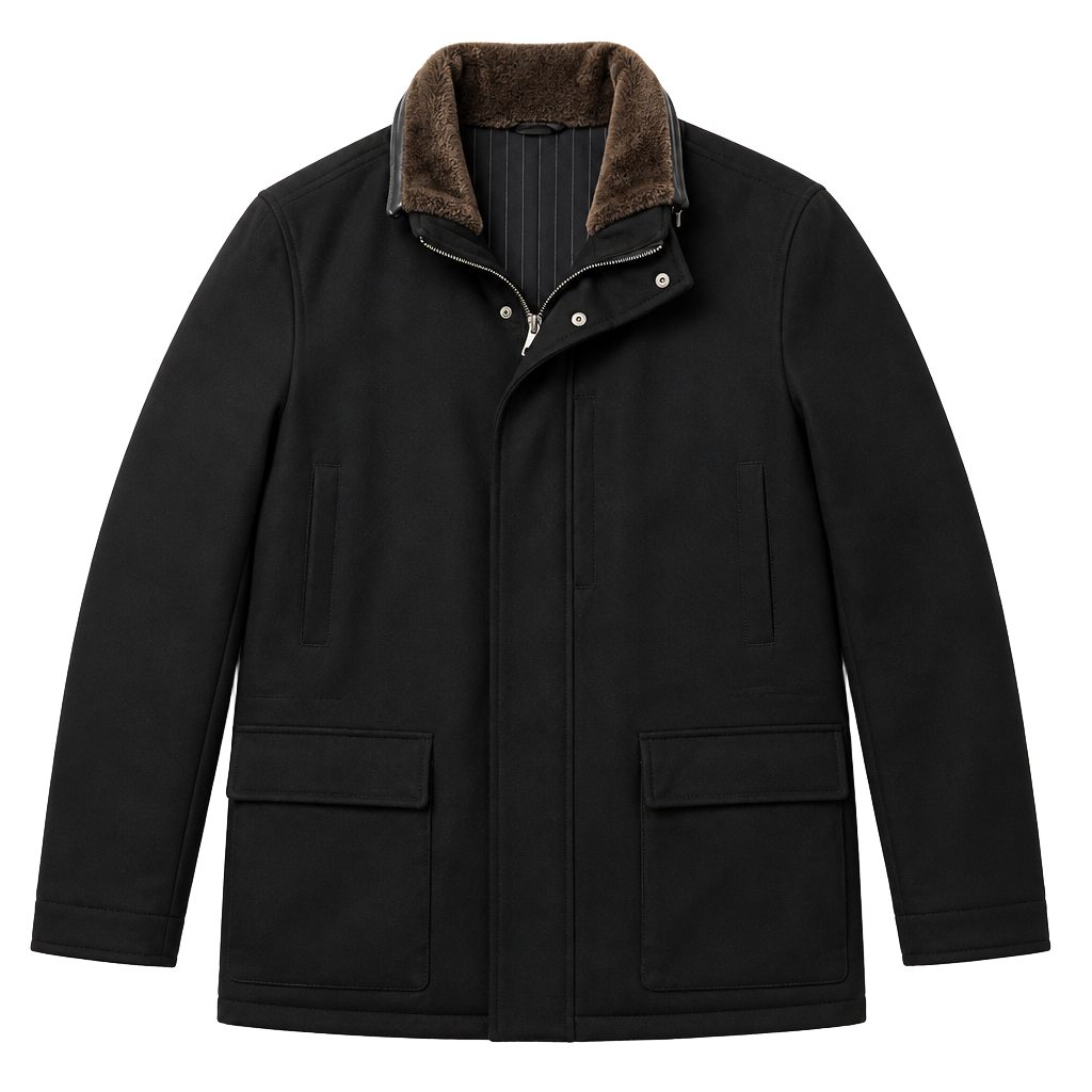 Ermenegildo Zegna Elements Cashmere Parka Jacket with Fur Collar and Leather - Size L / 52 1