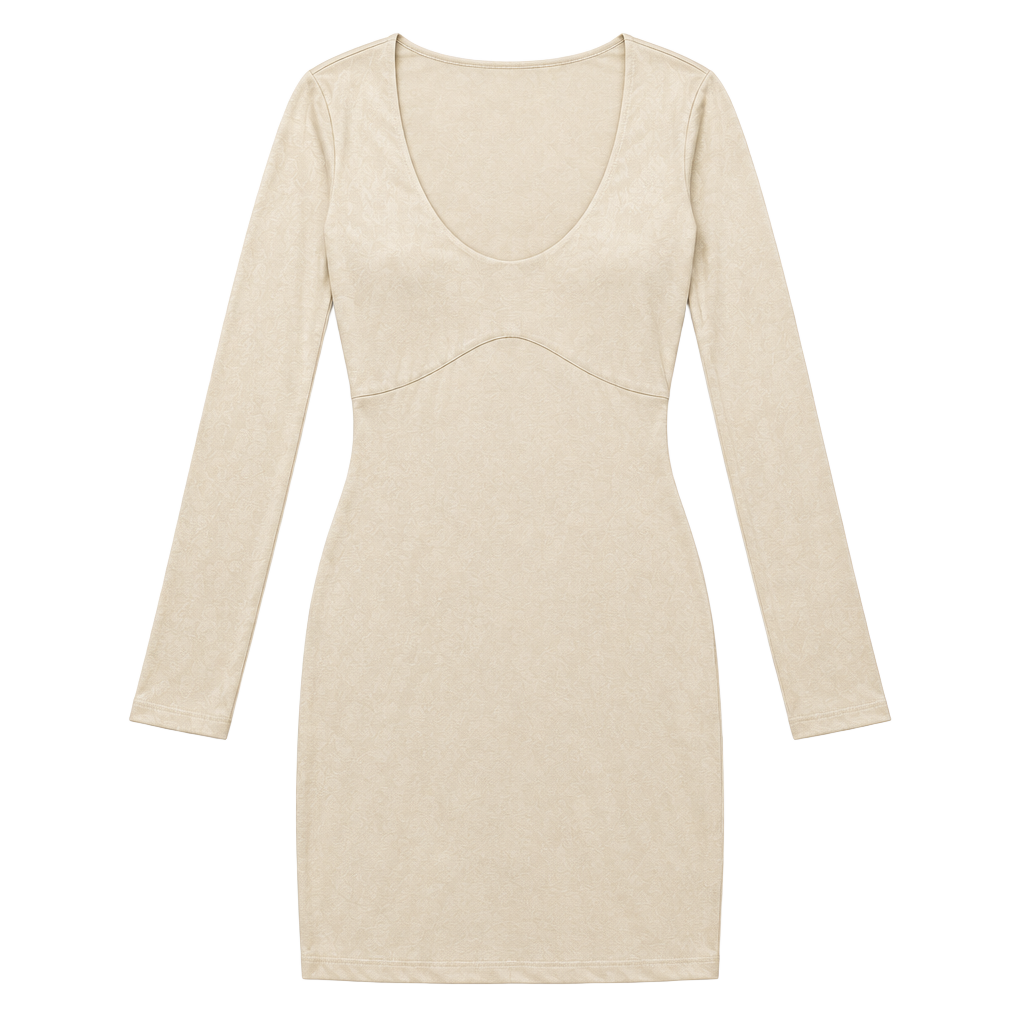 Naked Wardrobe Long Sleeve Midi Dress Size S Beige 1
