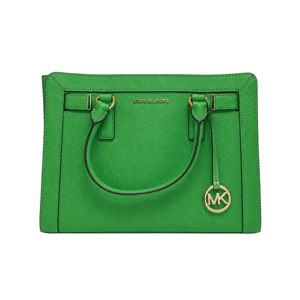 Michael Kors Dillon Medium Top Zip Leather Satchel Palm Green 1