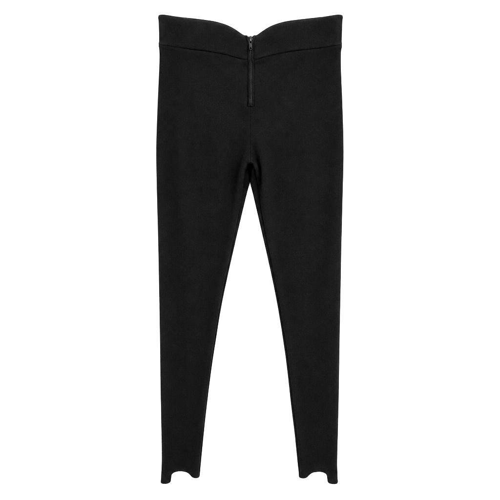 Naked Wardrobe Ribbed Leggings Black Zip Front 1