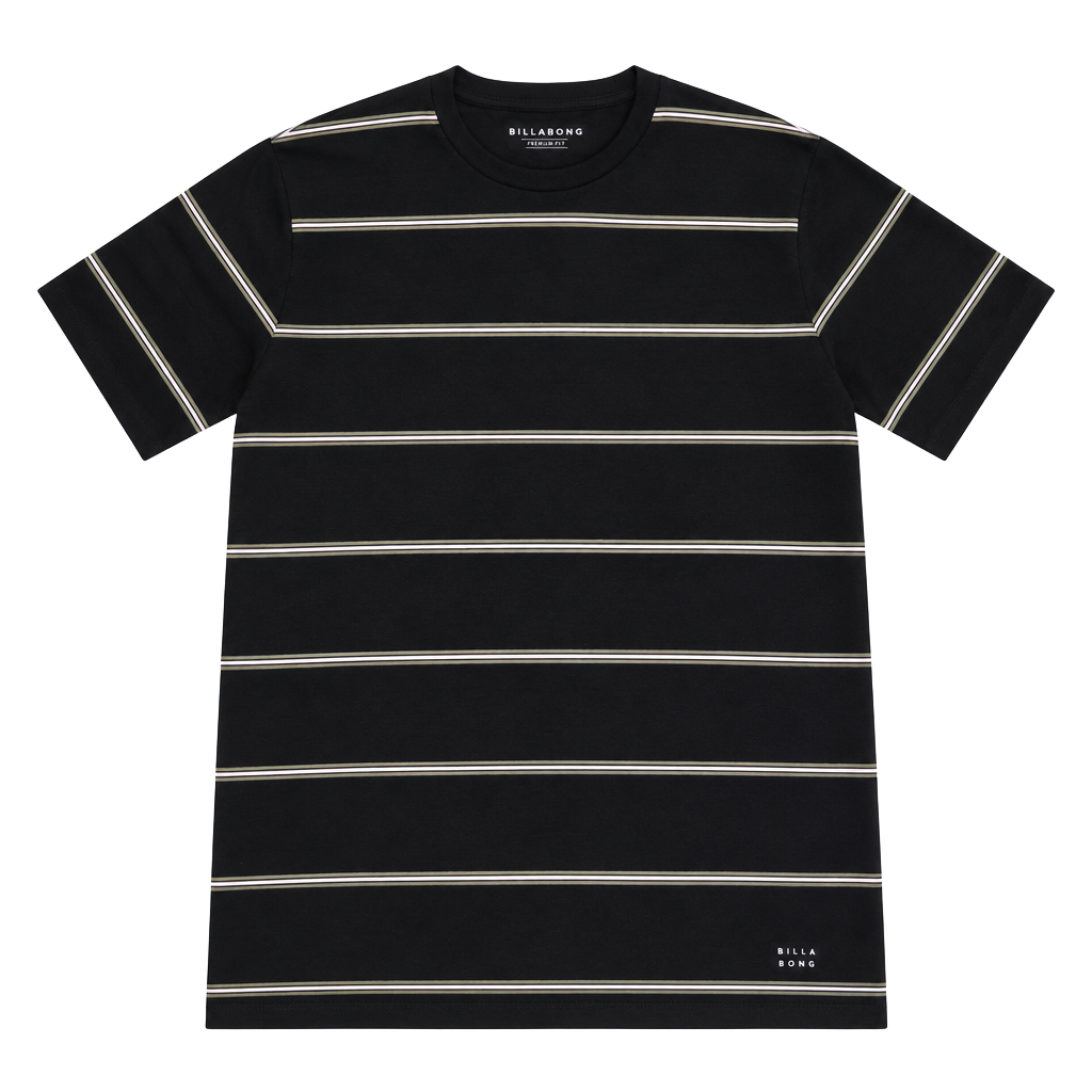 Billabong Striped T-Shirt Size Large Black Tailored Fit 1