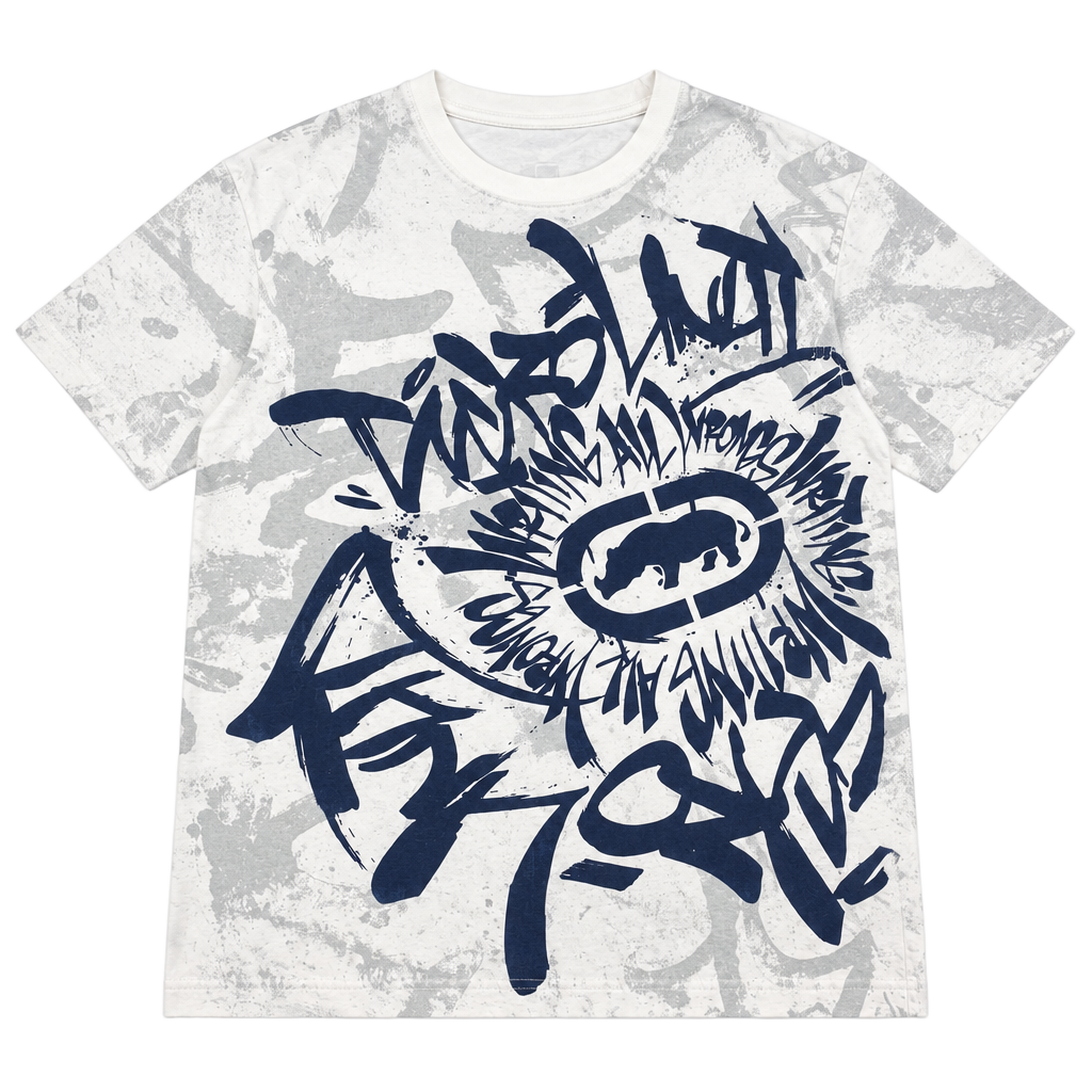Ecko Unltd. Graffiti Logo T-Shirt Size Large Vintage White Streetwear 1