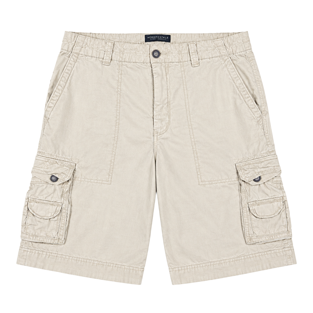 Aeropostale Cargo Shorts Size 34 Beige Cotton Utility Pockets 1