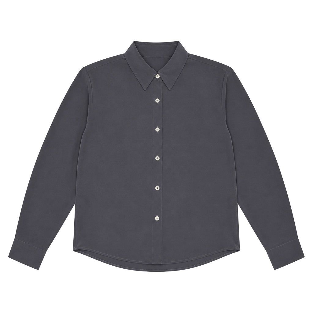 Jon & Anna Contemporary Grey Silky Cropped Long Sleeve Button Down Shirt 1