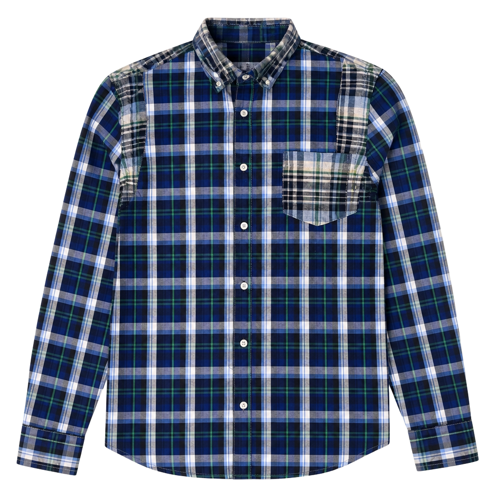 Junya Watanabe Comme des Garçons MAN Mixed Plaid Patchwork Button Down Shirt 1