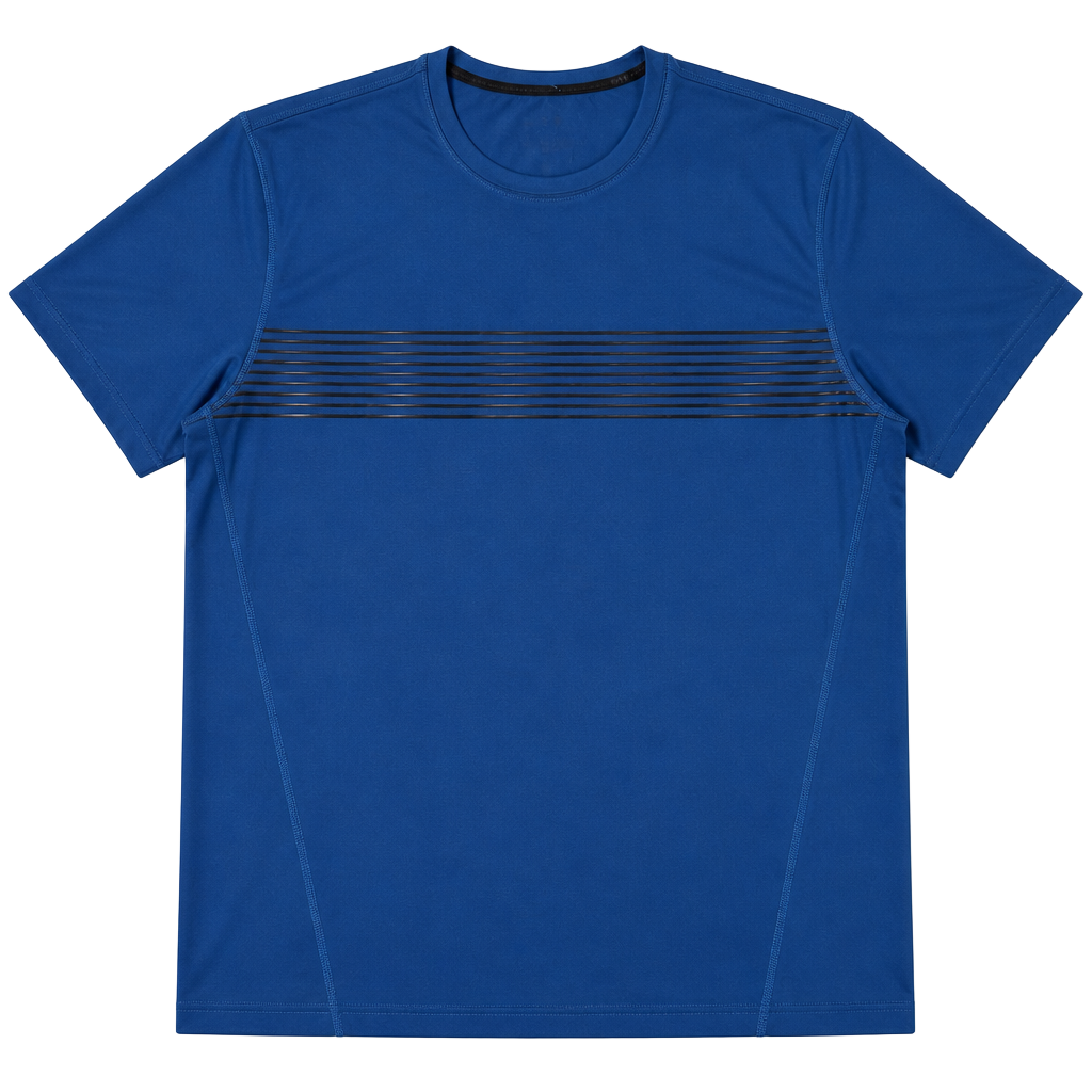 MSX by Michael Strahan Blue Short Sleeve Striped Athletic Training T-Shirt 1