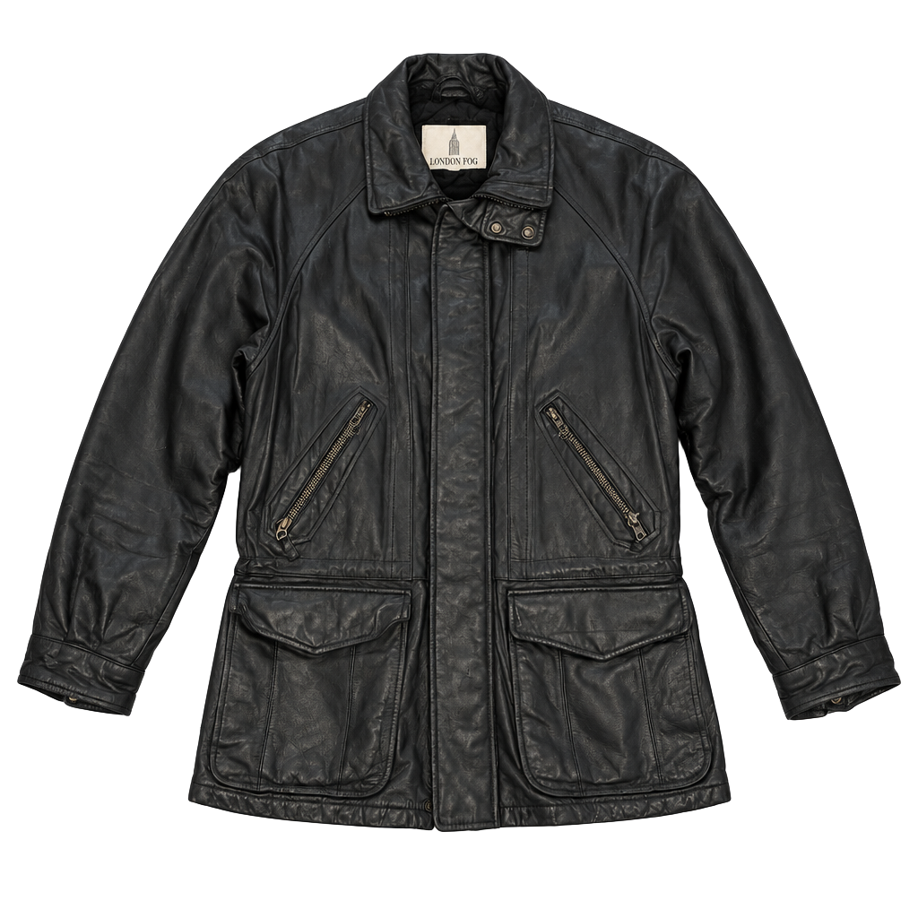 London Fog Genuine Leather Jacket Size S Black Quilted Lined Vintage
80’s
90’s 1