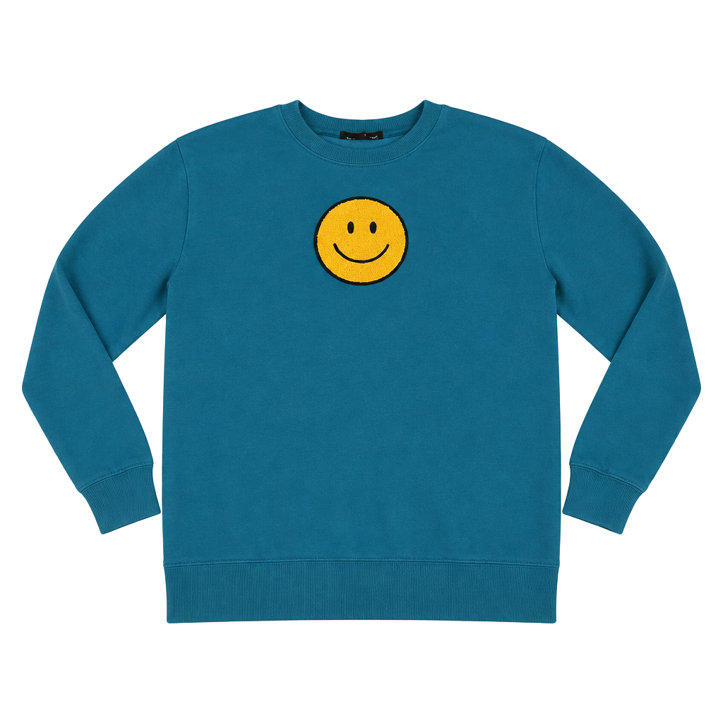 Social Scene Smiley Face Embroidered Sweatshirt Size M Blue
Hippie
Cozy 1
